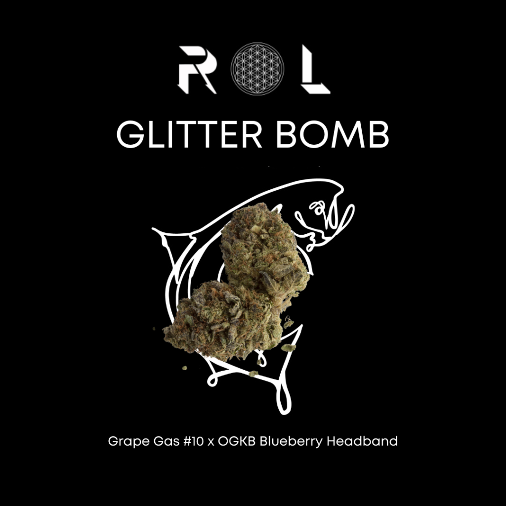 glitter bomb organic hybrid cannabis grape gas #10 and ogkb blueberry headband grown and cultivated by rhythm of life in massachusetts